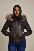 Women's BB Jacket With Premium Fox Fur Hood [Copper]