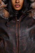 Women's BB Jacket With Premium Fox Fur Hood [Copper]