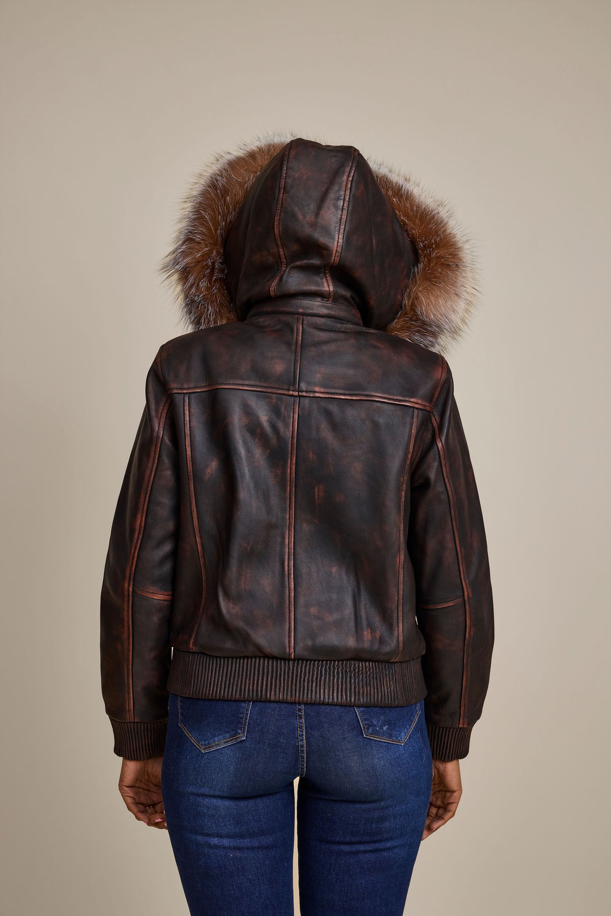 Women's BB Jacket With Premium Fox Fur Hood [Copper]