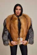 Women's Krissy Fox Fur Poncho [Red Fox/Silver Fox]