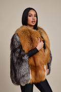 Women's Krissy Fox Fur Poncho [Red Fox/Silver Fox]