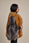 Women's Krissy Fox Fur Poncho [Red Fox/Silver Fox]
