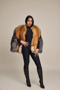 Women's Krissy Fox Fur Poncho [Red Fox/Silver Fox]