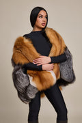 Women's Krissy Fox Fur Poncho [Red Fox/Silver Fox]