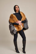Women's Krissy Fox Fur Poncho [Red Fox/Silver Fox]