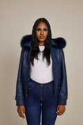 Women's BB Jacket With Premium Fox Fur Hood [Navy]