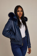 Women's BB Jacket With Premium Fox Fur Hood [Navy]