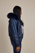Women's BB Jacket With Premium Fox Fur Hood [Navy]