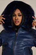 Women's BB Jacket With Premium Fox Fur Hood [Navy]