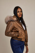 Women's BB Jacket With Premium Fox Fur Hood [Antique Brown]