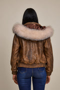Women's BB Jacket With Premium Fox Fur Hood [Antique Brown]