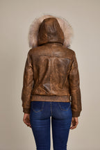 Women's BB Jacket With Premium Fox Fur Hood [Antique Brown]