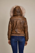 Women's BB Jacket With Premium Fox Fur Hood [Antique Brown]