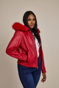 Women's BB Jacket With Premium Fox Fur Hood [Red]