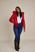 Women's BB Jacket With Premium Fox Fur Hood [Red]