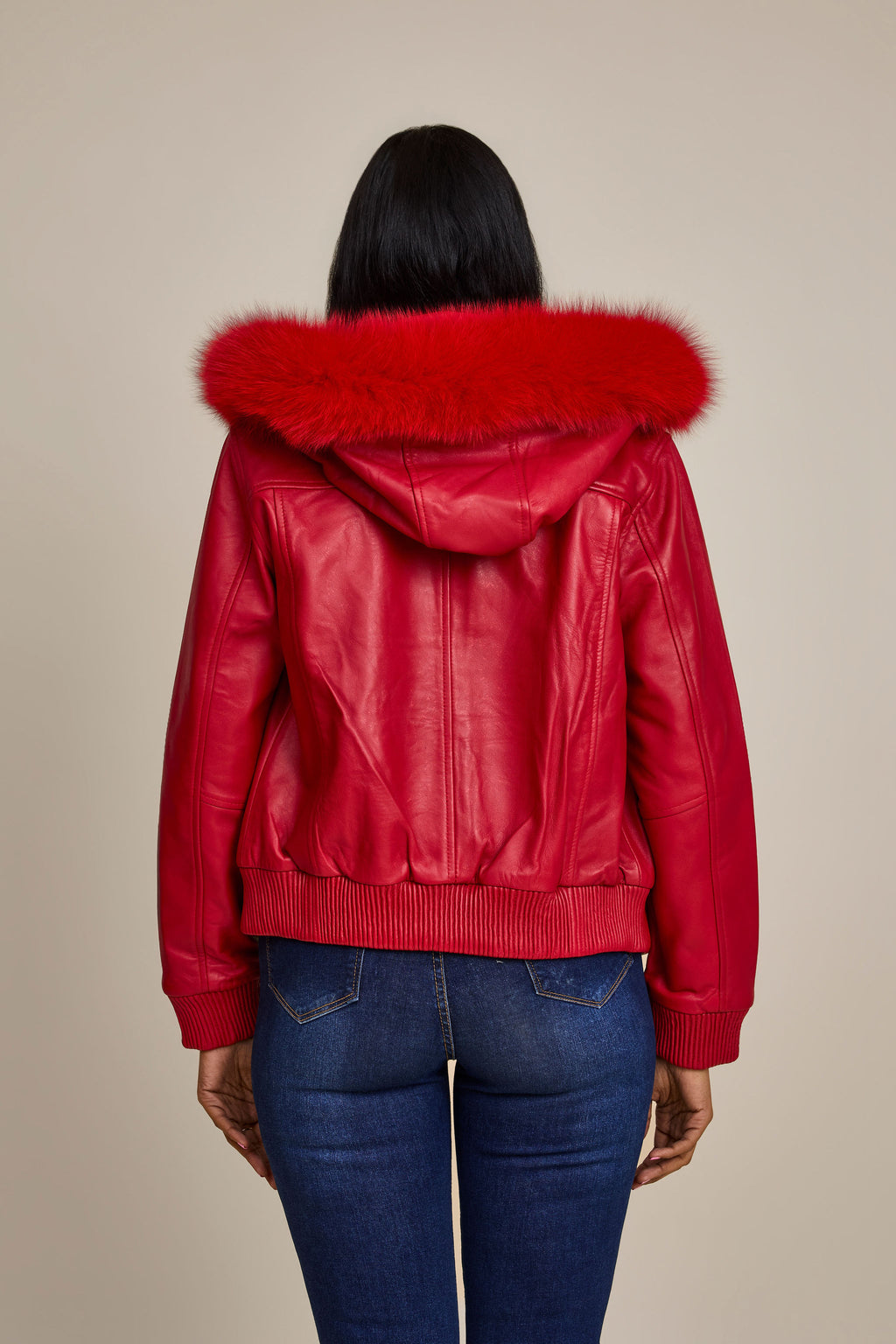 Women's BB Jacket With Premium Fox Fur Hood [Red]