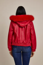 Women's BB Jacket With Premium Fox Fur Hood [Red]