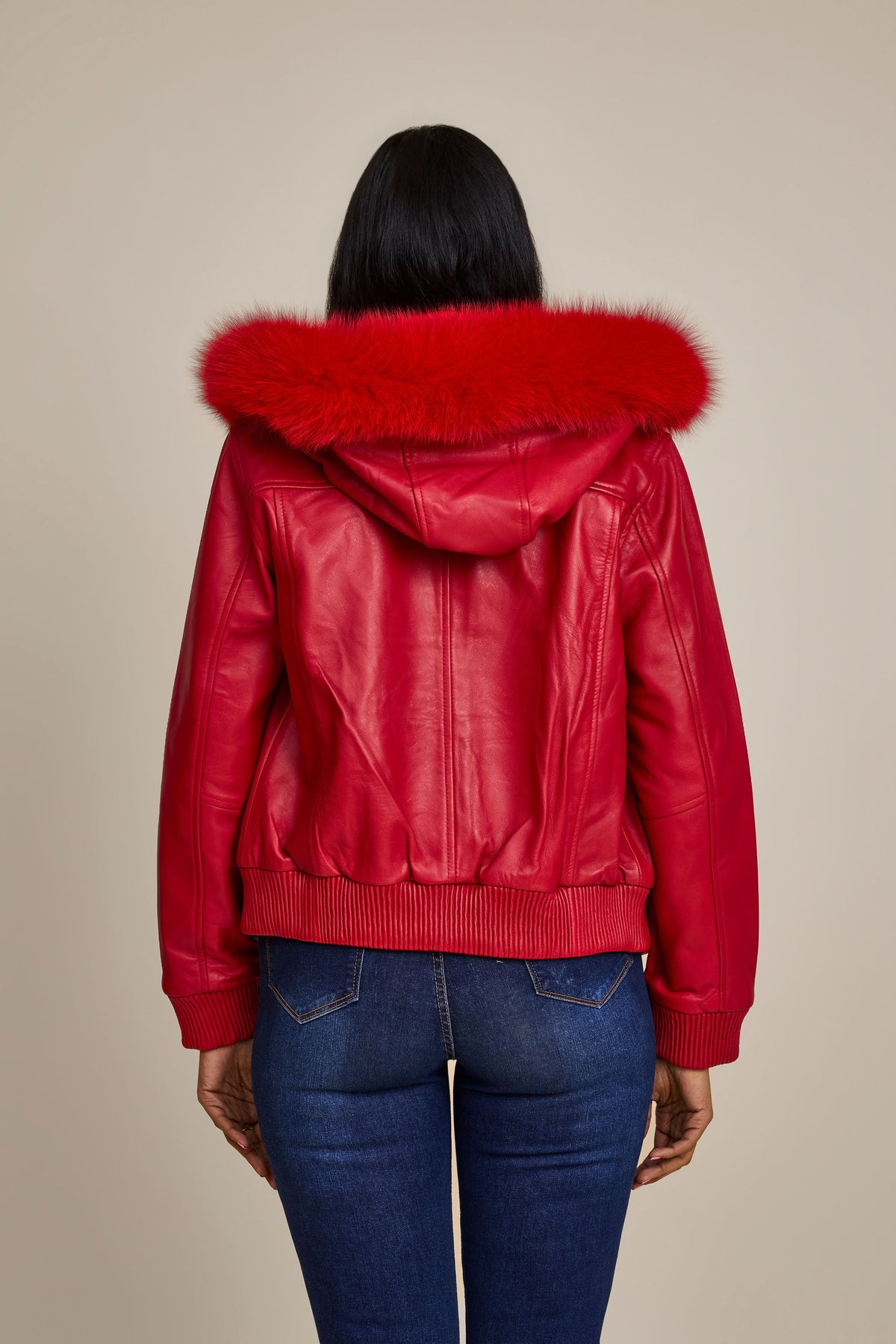 Women's BB Jacket With Premium Fox Fur Hood [Red]