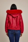 Women's BB Jacket With Premium Fox Fur Hood [Red]