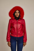 Women's BB Jacket With Premium Fox Fur Hood [Red]