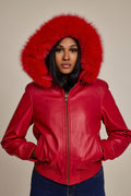 Women's BB Jacket With Premium Fox Fur Hood [Red]