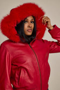 Women's BB Jacket With Premium Fox Fur Hood [Red]