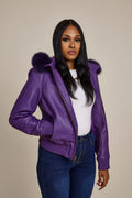 Women's BB Jacket With Premium Fox Fur Hood [Purple]
