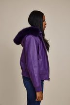 Women's BB Jacket With Premium Fox Fur Hood [Purple]