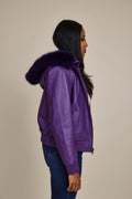 Women's BB Jacket With Premium Fox Fur Hood [Purple]