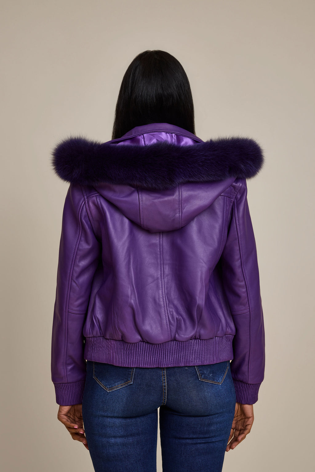 Women's BB Jacket With Premium Fox Fur Hood [Purple]