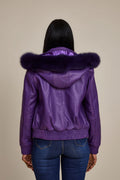 Women's BB Jacket With Premium Fox Fur Hood [Purple]