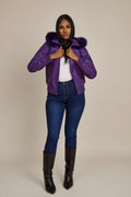 Women's BB Jacket With Premium Fox Fur Hood [Purple]