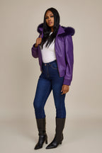 Women's BB Jacket With Premium Fox Fur Hood [Purple]