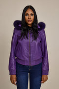 Women's BB Jacket With Premium Fox Fur Hood [Purple]