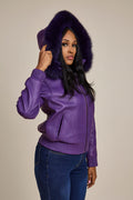Women's BB Jacket With Premium Fox Fur Hood [Purple]