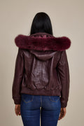 Women's BB Jacket With Premium Fox Fur Hood [Burgundy]