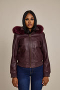 Women's BB Jacket With Premium Fox Fur Hood [Burgundy]