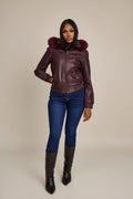 Women's BB Jacket With Premium Fox Fur Hood [Burgundy]