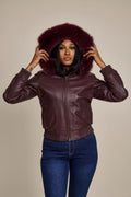 Women's BB Jacket With Premium Fox Fur Hood [Burgundy]
