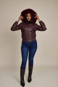 Women's BB Jacket With Premium Fox Fur Hood [Burgundy]