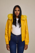 Women's BB Jacket With Premium Fox Fur Hood [Yellow]