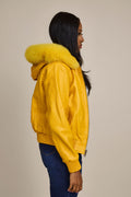 Women's BB Jacket With Premium Fox Fur Hood [Yellow]