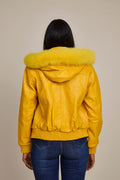 Women's BB Jacket With Premium Fox Fur Hood [Yellow]