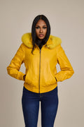 Women's BB Jacket With Premium Fox Fur Hood [Yellow]