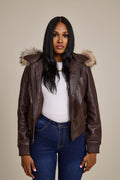 Women's BB Jacket With Premium Raccoon Fur Hood [Chocolate]