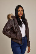 Women's BB Jacket With Premium Raccoon Fur Hood [Chocolate]