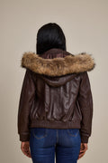 Women's BB Jacket With Premium Raccoon Fur Hood [Chocolate]