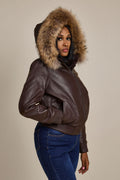 Women's BB Jacket With Premium Raccoon Fur Hood [Chocolate]