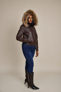 Women's BB Jacket With Premium Raccoon Fur Hood [Chocolate]