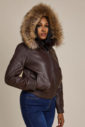 Women's BB Jacket With Premium Raccoon Fur Hood [Chocolate]